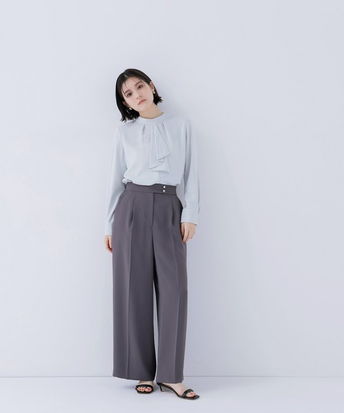 NATURAL BEAUTY BASIC(ナチュラルビューティーベーシック)の「◇メタルポイントワイドパンツ(その他パンツ・レディース・チャコールグレー/オフホワイト/ライトグリーン・MEDIUM/P/S)」の1枚目の写真