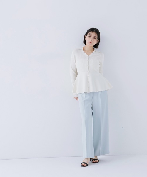 NATURAL BEAUTY BASIC(ナチュラルビューティーベーシック)の「◇メタルポイントワイドパンツ(その他パンツ・レディース・チャコールグレー/オフホワイト/ライトグリーン・MEDIUM/P/S)」の3枚目の写真