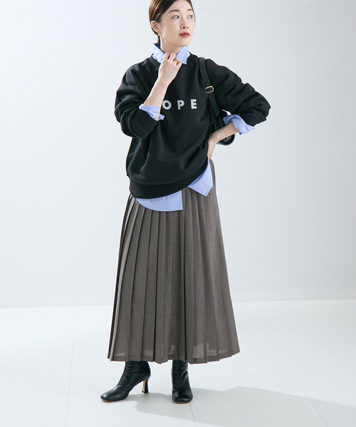 journal standard L'essage（ジャーナルスタンダードレサージュ）の「TWトロ/ストライプ プリーツスカート（スカート・レディース・ブラック/グレー・38/36）」の10枚目の写真