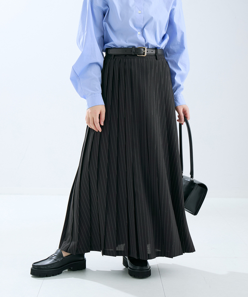 journal standard L'essage（ジャーナルスタンダードレサージュ）の「TWトロ/ストライプ プリーツスカート（スカート・レディース・ブラック/グレー・38/36）」の13枚目の写真