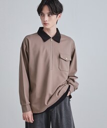 tk.TAKEO KIKUCHI（ティーケータケオキクチ）の「ハードポンチクレリックハーフジップカットソー/ポケット/襟配色/バイカラー（Tシャツ/カットソー）」