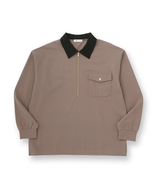tk.TAKEO KIKUCHI（ティーケータケオキクチ）の「ハードポンチハーフジップポロカットソー（Tシャツ/カットソー・メンズ・ブラウン系その他/ブラック/ホワイト・02/01/03）」の4枚目の写真