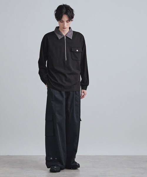 tk.TAKEO KIKUCHI（ティーケータケオキクチ）の「ハードポンチハーフジップポロカットソー（Tシャツ/カットソー・メンズ・ブラウン系その他/ブラック/ホワイト・02/01/03）」の11枚目の写真