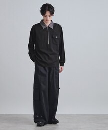 tk.TAKEO KIKUCHI（ティーケータケオキクチ）の「ハードポンチクレリックハーフジップカットソー/ポケット/襟配色/バイカラー（Tシャツ/カットソー）」