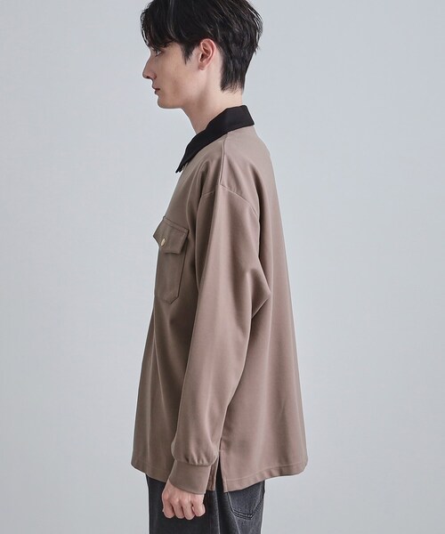 tk.TAKEO KIKUCHI（ティーケータケオキクチ）の「ハードポンチハーフジップポロカットソー（Tシャツ/カットソー・メンズ・ブラウン系その他/ブラック/ホワイト・02/01/03）」の18枚目の写真