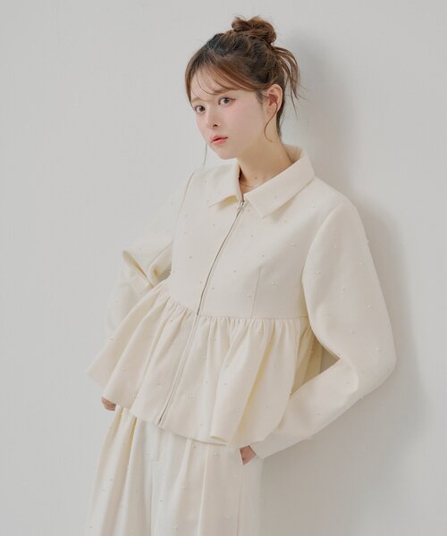 セール】【SALON by Chico/セットアップ対応】パールペプラムジップ