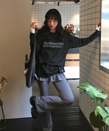 MM TEXT LONG SLEEVE TEE(BLACK)