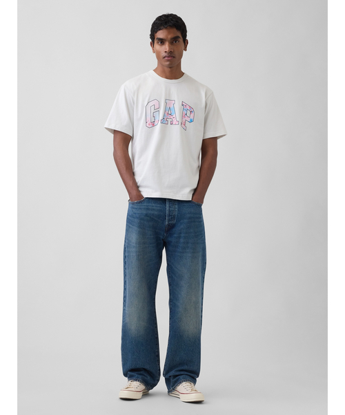 GAP(ギャップ)の「リラックスフィット SAKURA GAPロゴTシャツ(Tシャツ/カットソー・メンズ・ネイビー/ホワイト・XS/S/M/L/XL)」の6枚目の写真