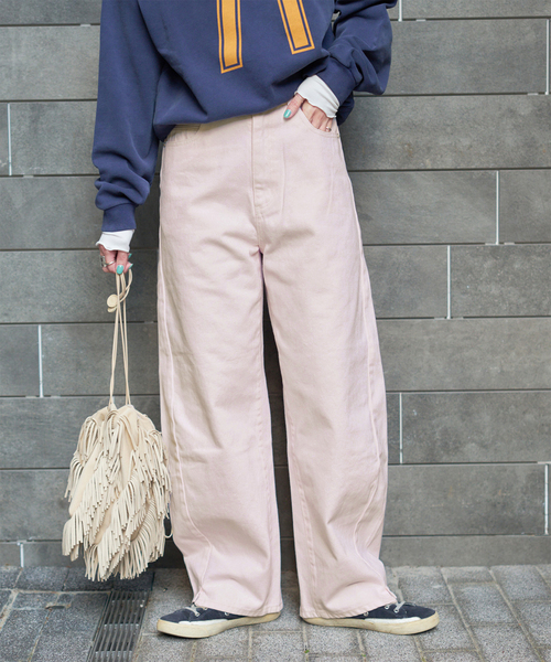 B.C STOCK（ベーセーストック）の「《追加7》ウォッシャブル / DU JOUR / デュ ジュール BARREL BAGGY JEAN（デニムパンツ・レディース・ピンク系その他/ブルー/ベージュ/ネイビー・38/36/34）」の4枚目の写真