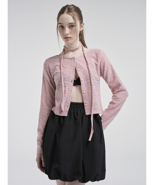 ETMON(エトモン)の「Wave Scarf Cardigan, Pink(カーディガン/ボレロ・レディース・その他・FREE)」の1枚目の写真