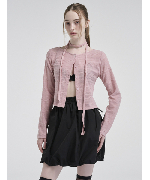 ETMON(エトモン)の「Wave Scarf Cardigan, Pink(カーディガン/ボレロ・レディース・その他・FREE)」の5枚目の写真