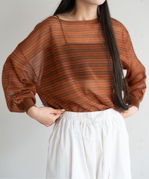 hwyl（ヒュイル）の「シアーボーダーニット（Tシャツ/カットソー）」