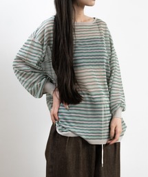 hwyl（ヒュイル）の「シアーボーダーニット（Tシャツ/カットソー）」