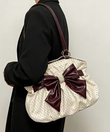 GEMEDA（ジェメダ）の「リボン付き ドット柄 ギャザーショルダーバッグ（ショルダーバッグ）」