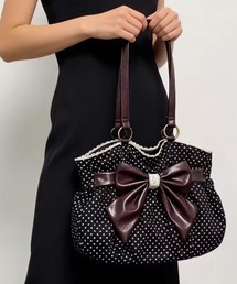 GEMEDA（ジェメダ）の「リボン付き ドット柄 ギャザーショルダーバッグ（ショルダーバッグ）」