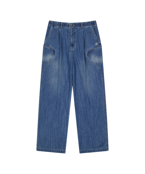OGヘリテージデニムワンタックパンツ-ブルー