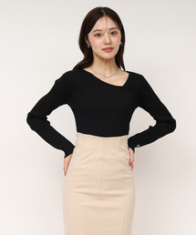 ROYAL PARTY | ウォッシャブルアシメネック長袖ニットトップス(ニット/セーター)