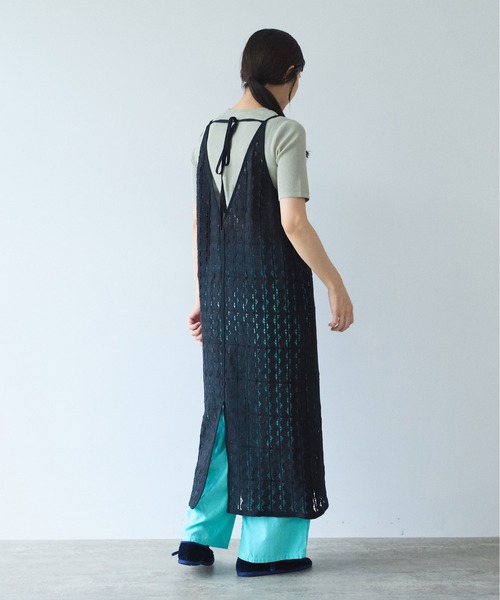 yuni（ユニ　）の「Cotton/wave lace petti ワンピース（ワンピース・レディース・ホワイト/ブラック・FREE）」の2枚目の写真