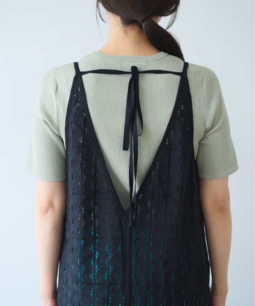 yuni（ユニ　）の「Cotton/wave lace petti ワンピース（ワンピース・レディース・ホワイト/ブラック・FREE）」の9枚目の写真