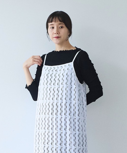 yuni（ユニ　）の「Cotton/wave lace petti ワンピース（ワンピース・レディース・ホワイト/ブラック・FREE）」の22枚目の写真