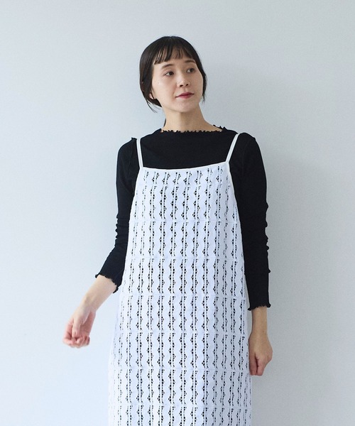 yuni（ユニ　）の「Cotton/wave lace petti ワンピース（ワンピース・レディース・ホワイト/ブラック・FREE）」の21枚目の写真