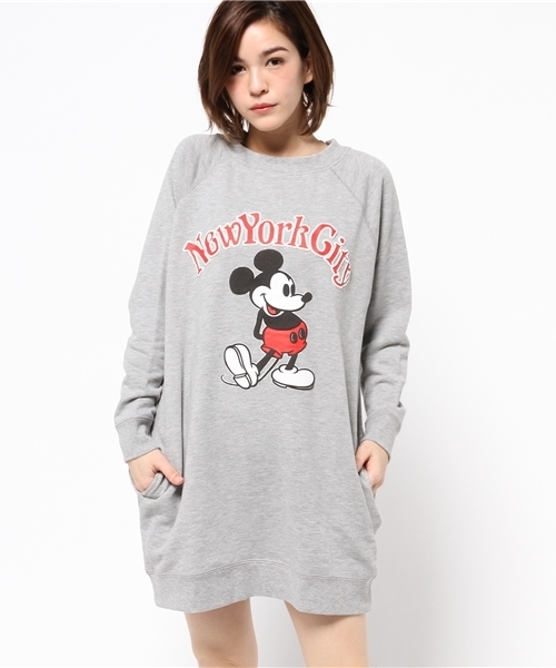 MOUSSY（マウジー）の「NEW YORK CITY MICKEY OPJ（ワンピース・レディース・カーキ/ブラック/トップグレー/キャメル/ホワイト・FREE）」の4枚目の写真