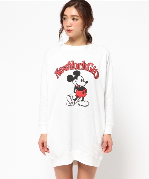MOUSSY（マウジー）の「NEW YORK CITY MICKEY OPJ（ワンピース・レディース・カーキ/ブラック/トップグレー/キャメル/ホワイト・FREE）」の6枚目の写真