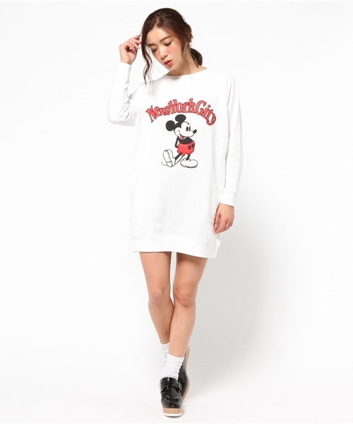 MOUSSY（マウジー）の「NEW YORK CITY MICKEY OPJ（ワンピース・レディース・カーキ/ブラック/トップグレー/キャメル/ホワイト・FREE）」の9枚目の写真