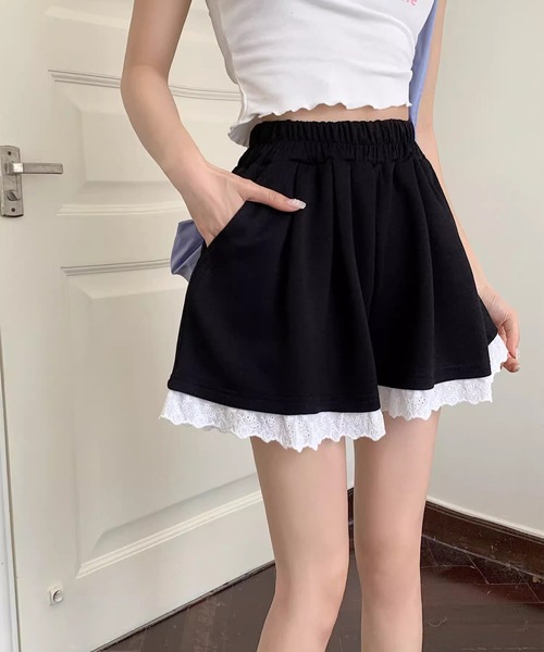 c.u.l（シーユーエル）の「レース フリル タック入りショートパンツ culw903（その他パンツ・レディース・ブラック/ホワイト/グレー・S/M）」の11枚目の写真