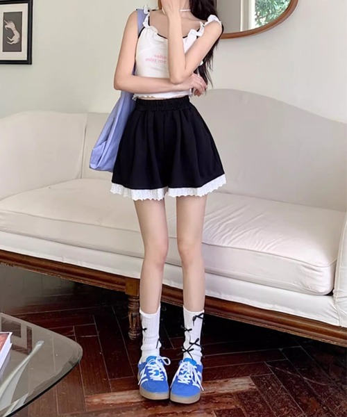 c.u.l（シーユーエル）の「レース フリル タック入りショートパンツ culw903（その他パンツ・レディース・ブラック/ホワイト/グレー・S/M）」の13枚目の写真