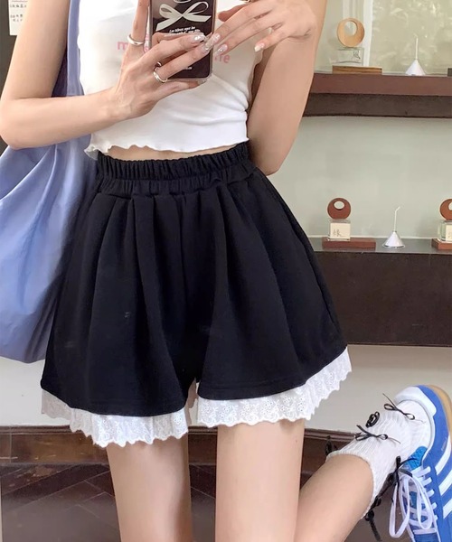 c.u.l（シーユーエル）の「レース フリル タック入りショートパンツ culw903（その他パンツ・レディース・ブラック/ホワイト/グレー・S/M）」の15枚目の写真