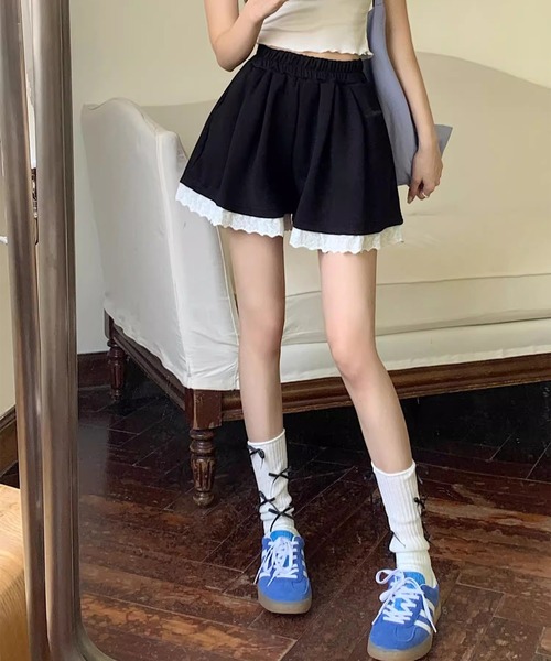 c.u.l（シーユーエル）の「レース フリル タック入りショートパンツ culw903（その他パンツ・レディース・ブラック/ホワイト/グレー・S/M）」の16枚目の写真