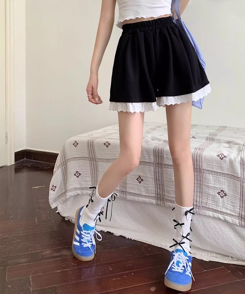 c.u.l（シーユーエル）の「レース フリル タック入りショートパンツ culw903（その他パンツ・レディース・ブラック/ホワイト/グレー・S/M）」の18枚目の写真