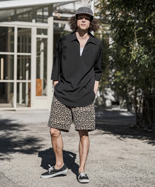 CAMBIO（カンビオ）の「ms6421-Stretch Tropical Skipper 3-4 Sleeve Pullover Shirts 七分袖プルオーバーシャツ(S67526cmb)（シャツ/ブラウス・メンズ・キナリ/ブラック/チャコール/ダークベージュ・S/M/L）」の14枚目の写真