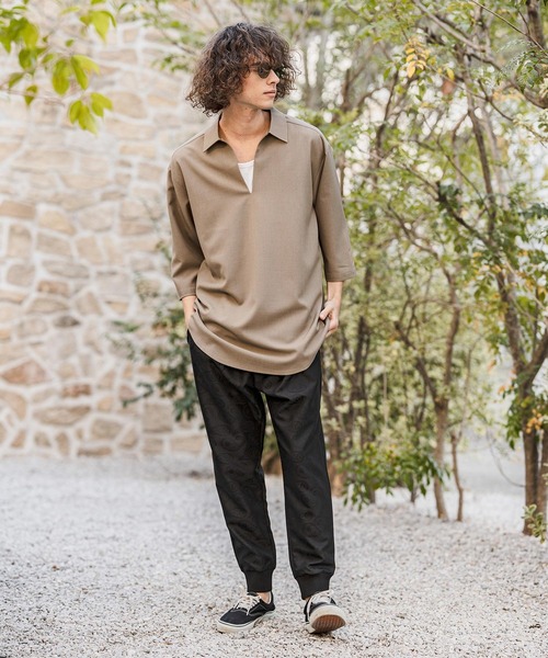CAMBIO（カンビオ）の「ms6421-Stretch Tropical Skipper 3-4 Sleeve Pullover Shirts 七分袖プルオーバーシャツ(S67526cmb)（シャツ/ブラウス・メンズ・キナリ/ブラック/チャコール/ダークベージュ・S/M/L）」の22枚目の写真