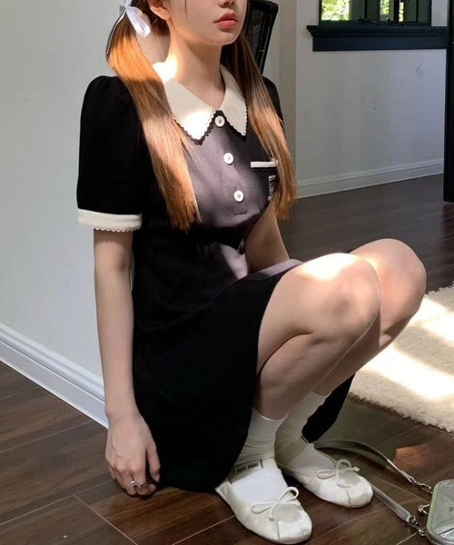NANEA(ナネア)の「バイカラーポロワンピース(ワンピース・レディース・アイボリー/ブラック・SMALL/LARGE/MEDIUM)」の3枚目の写真