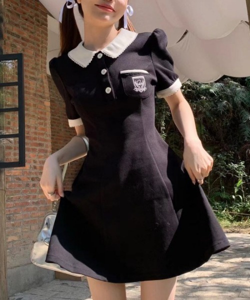 NANEA(ナネア)の「バイカラーポロワンピース(ワンピース・レディース・アイボリー/ブラック・SMALL/LARGE/MEDIUM)」の4枚目の写真