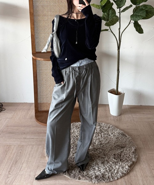MUHET（ミュエータ）の「【set item】sheer velour long t-shirt & halter neck camisole / シアーベロアロングTシャツ＆ホルターネックキャミソール（Tシャツ/カットソー・レディース・ライトブルー/アイボリー/ブラウン/ネイビー/ピンク・FREE）」の10枚目の写真
