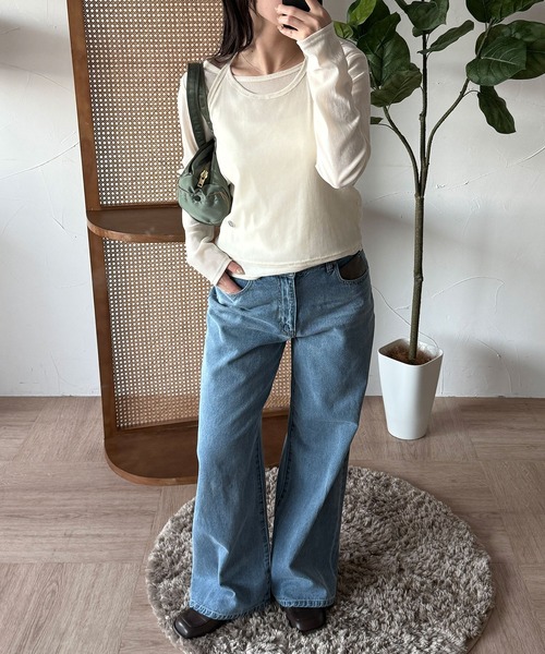 MUHET（ミュエータ）の「【set item】sheer velour long t-shirt & halter neck camisole / シアーベロアロングTシャツ＆ホルターネックキャミソール（Tシャツ/カットソー・レディース・ライトブルー/アイボリー/ブラウン/ネイビー/ピンク・FREE）」の13枚目の写真