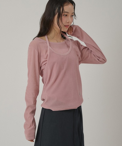 MUHET（ミュエータ）の「【set item】sheer velour long t-shirt & halter neck camisole / シアーベロアロングTシャツ＆ホルターネックキャミソール（Tシャツ/カットソー・レディース・ライトブルー/アイボリー/ブラウン/ネイビー/ピンク・FREE）」の15枚目の写真