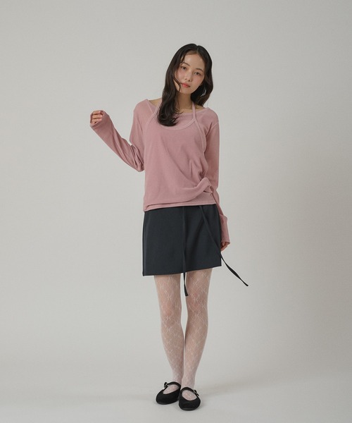 MUHET（ミュエータ）の「【set item】sheer velour long t-shirt & halter neck camisole / シアーベロアロングTシャツ＆ホルターネックキャミソール（Tシャツ/カットソー・レディース・ライトブルー/アイボリー/ブラウン/ネイビー/ピンク・FREE）」の17枚目の写真