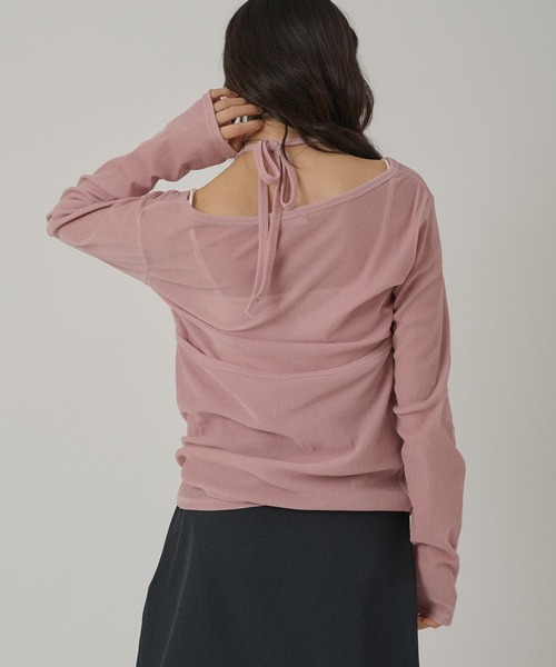 MUHET（ミュエータ）の「【set item】sheer velour long t-shirt & halter neck camisole / シアーベロアロングTシャツ＆ホルターネックキャミソール（Tシャツ/カットソー・レディース・ライトブルー/アイボリー/ブラウン/ネイビー/ピンク・FREE）」の16枚目の写真