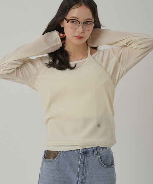 MUHET（ミュエータ）の「【set item】sheer velour long t-shirt & halter neck camisole / シアーベロアロングTシャツ＆ホルターネックキャミソール（Tシャツ/カットソー・レディース・ライトブルー/アイボリー/ブラウン/ネイビー/ピンク・FREE）」の21枚目の写真