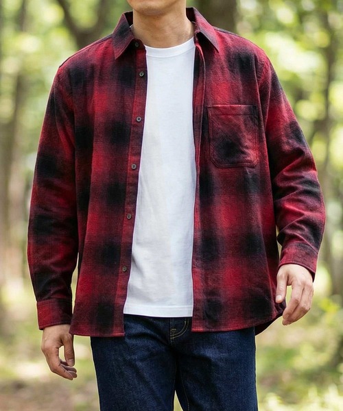 TopIsm(トップイズム)の「ネル起毛長袖チェックシャツ(シャツ/ブラウス・メンズ・ブラック系その他/ホワイト/レッド/グリーン/マスタード/ネイビー/ブラック・M/L/LL)」の7枚目の写真