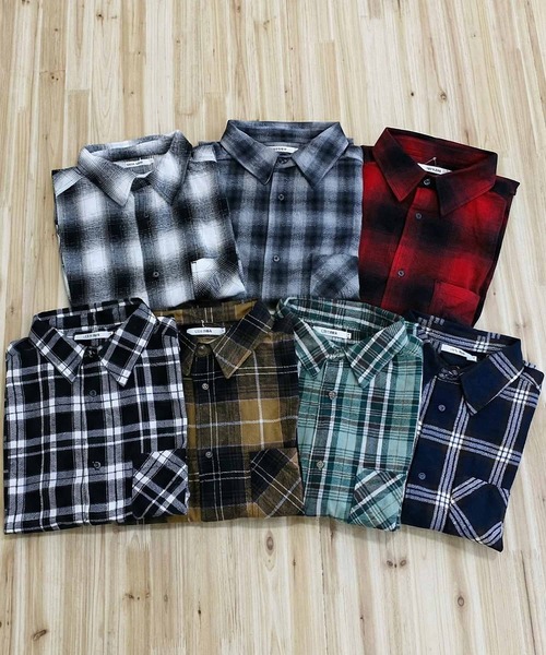 TopIsm(トップイズム)の「ネル起毛長袖チェックシャツ(シャツ/ブラウス・メンズ・ブラック系その他/ホワイト/レッド/グリーン/マスタード/ネイビー/ブラック・M/L/LL)」の12枚目の写真
