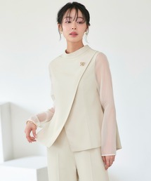 オケージョン 結婚式ドレス | シアースリーブ トップス & パンツ 2点 ドレス セット | セットアップ・パンツスーツ・パンツドレス・パーティードレス・ストレートパンツ