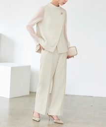 しゅんまい C.R.E.M.E  パンツドレス パンツスーツ 結婚式・お呼ばれ対応パンツドレス】レース7分袖トップス＆スラックス