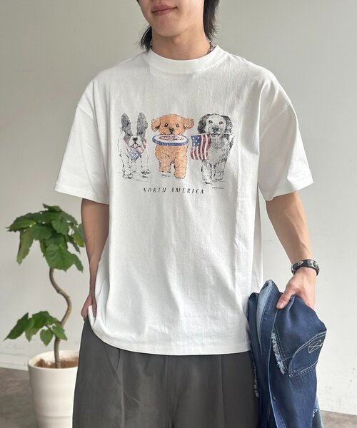 CPCM(シーピーシーエム)の「※品番変更 古着ライクアニマルT(Tシャツ/カットソー・レディース・ブラック/ホワイト系その他/ホワイト/ネイビー・MEDIUM/LARGE)」の2枚目の写真
