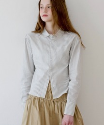 GIUNON | round collar stripe shirt / ラウンドカラーストライプシャツ(シャツ/ブラウス)
