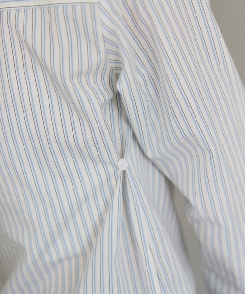 GIUNON（ジウノン）の「round collar stripe shirt / ラウンドカラーストライプシャツ（シャツ/ブラウス・レディース・アイボリー/ブルー・FREE）」の9枚目の写真